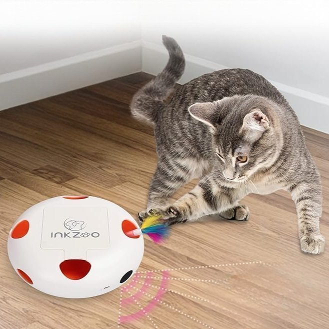 Jouet Interactif Chat - PlumeMagique™ - Blanc - Chat Divin