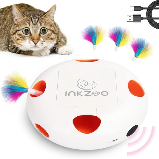 Jouet Interactif Chat - PlumeMagique™ - Blanc - Chat Divin