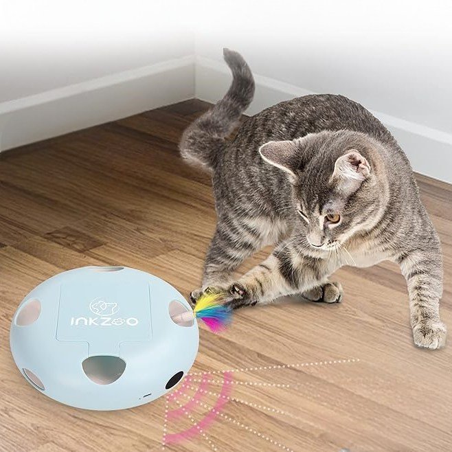 Jouet Interactif Chat - PlumeMagique™ - Bleu - Chat Divin