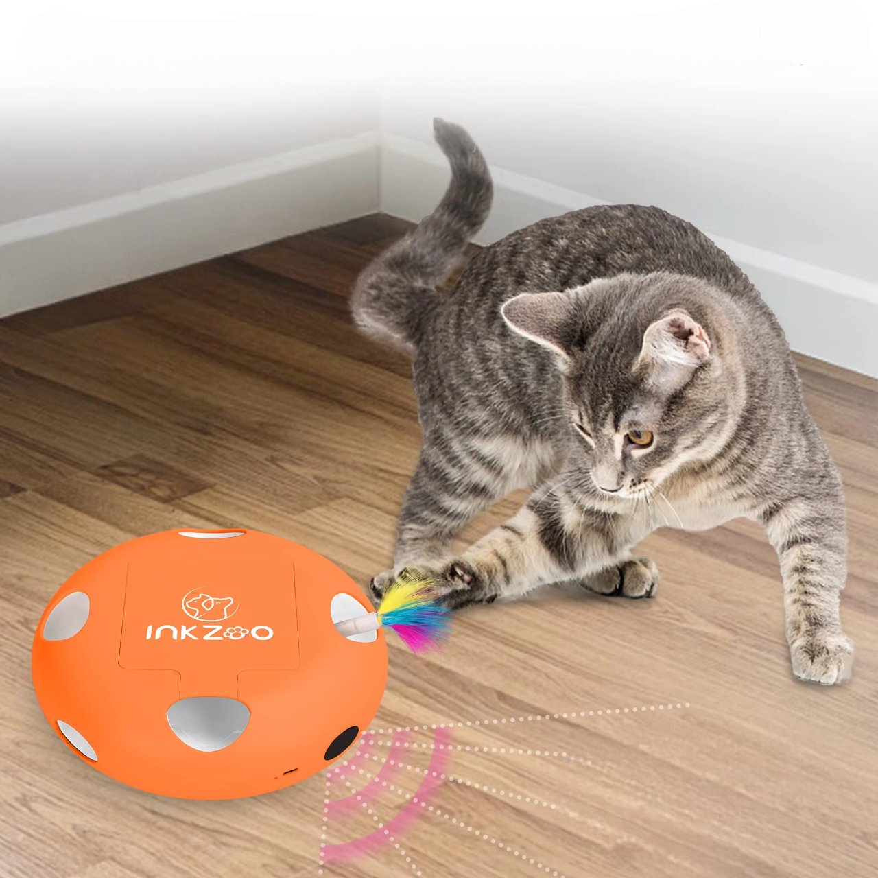 Jouet Interactif Chat - PlumeMagique™ - Orange - Chat Divin